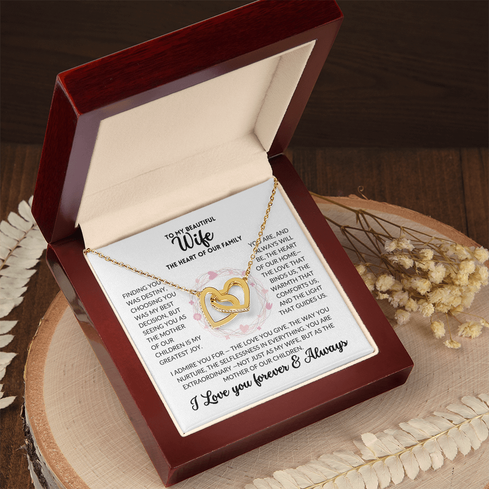 Interlocked Hearts Necklace - To My Wife, The Best Mom (White Background)