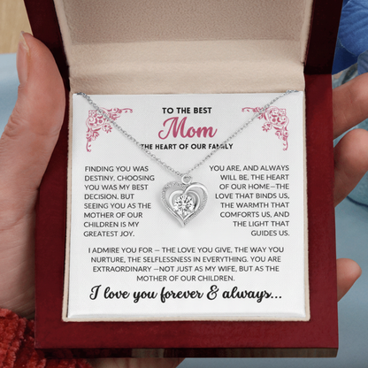 (Almost Sold Out) Diamond Heart Necklace - To The Best Mom, Heart of Our Family