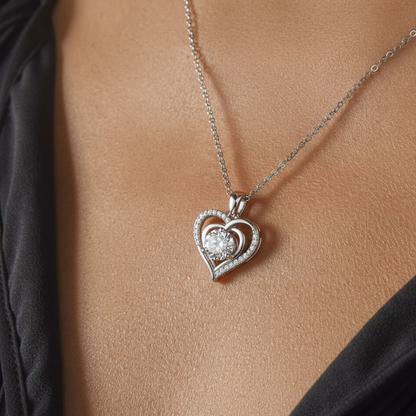 (Almost Sold Out) Diamond Heart Necklace - To The Best Mom, Heart of Our Family