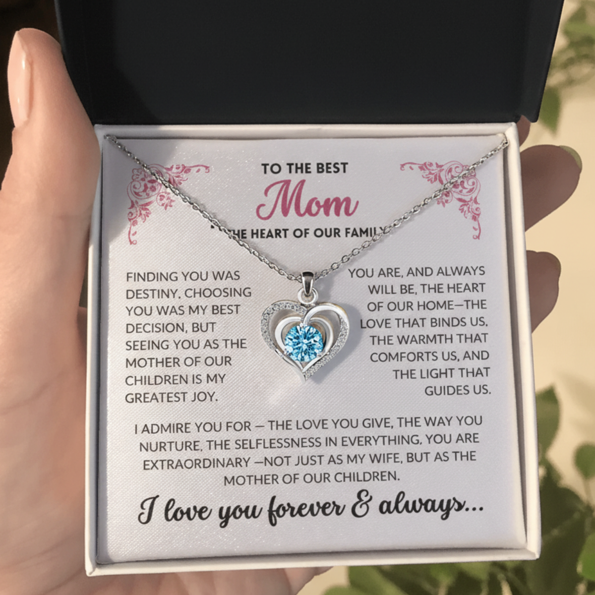 (Almost Sold Out) Diamond Heart Necklace(Blue) - To The Best Mom, Heart of Our Family