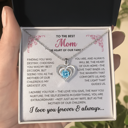 (Almost Sold Out) Diamond Heart Necklace(Blue) - To The Best Mom, Heart of Our Family