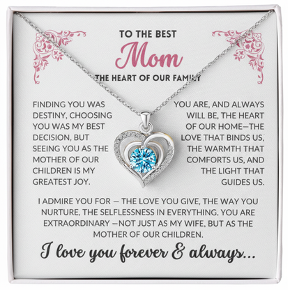 (Almost Sold Out) Diamond Heart Necklace(Blue) - To The Best Mom, Heart of Our Family