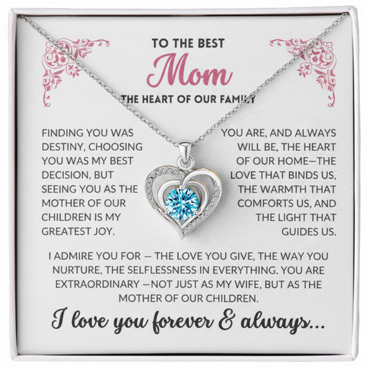 (Almost Sold Out) Diamond Heart Necklace(Blue) - To The Best Mom, Heart of Our Family