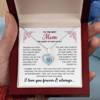 (Almost Sold Out) Diamond Heart Necklace(Blue) - To The Best Mom, Heart of Our Family