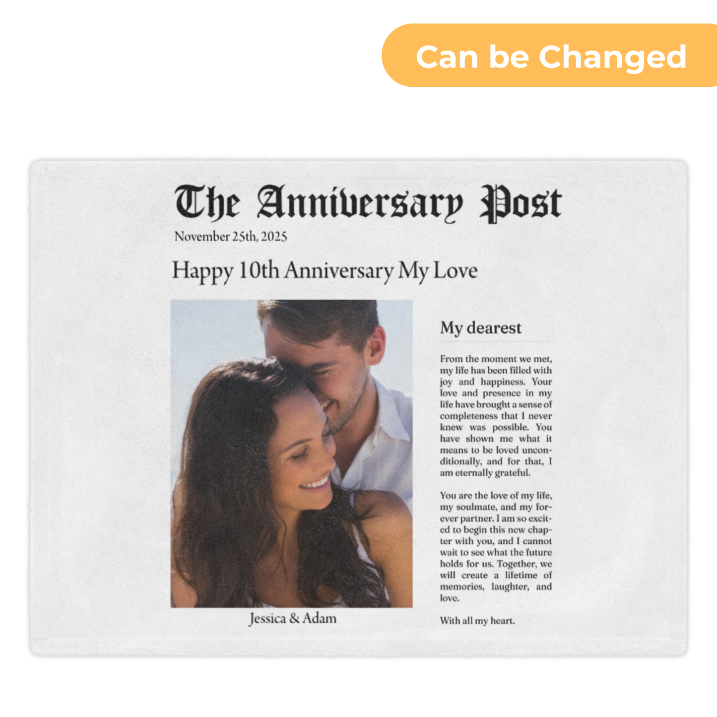 Our Love Story- Customizable Mink Touch Fleece Blanket