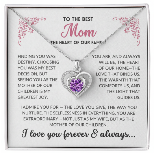 (Almost Sold Out) Diamond Heart Necklace(Purple) - To The Best Mom, Heart of Our Family