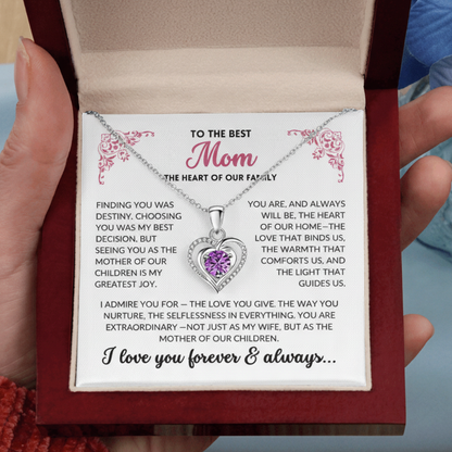 (Almost Sold Out) Diamond Heart Necklace(Purple) - To The Best Mom, Heart of Our Family