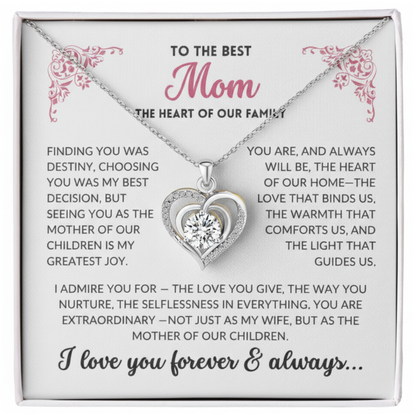 (Almost Sold Out) Diamond Heart Necklace - To The Best Mom, Heart of Our Family