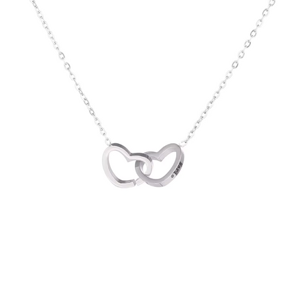 Interlocked Hearts Necklace with Rose Teddy