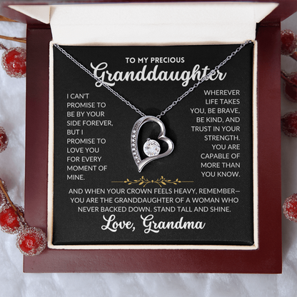 Forever Love Necklace - To My Granddaughter, From Grandma (Black Background)