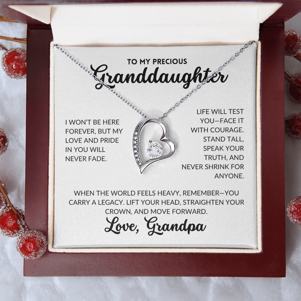 Forever Love Necklace - To My Granddaughter, From Grandpa (White Background)