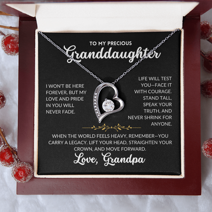 Forever Love Necklace - To My Granddaughter, From Grandpa (Black Background)