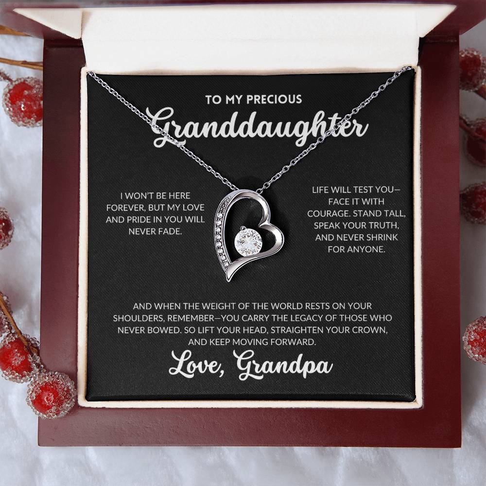 Eternal Love Necklace - To My Granddaughter, From Grandpa (Black Background)