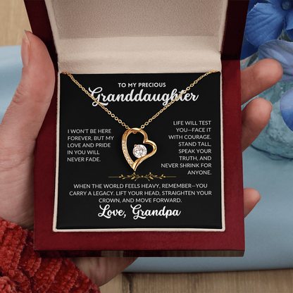 Forever Love Necklace - To My Granddaughter, From Grandpa (Black Background)