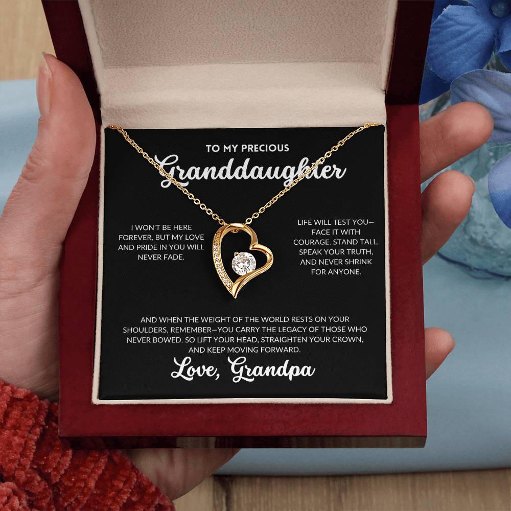 Eternal Love Necklace - To My Granddaughter, From Grandpa (Black Background)