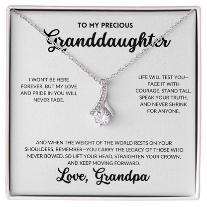 Serene Grace Necklace - To My Granddaughter, From Grandpa (White Background)