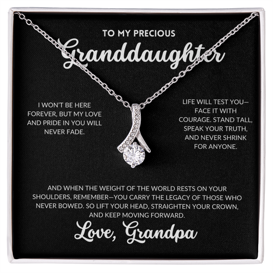 Serene Grace Necklace - To My Granddaughter, From Grandpa (Black Background)