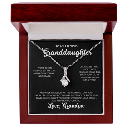 Serene Grace Necklace - To My Granddaughter, From Grandpa (Black Background)