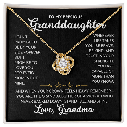 Love Knot Necklace - To My Granddaughter, From Grandma (Black Background)
