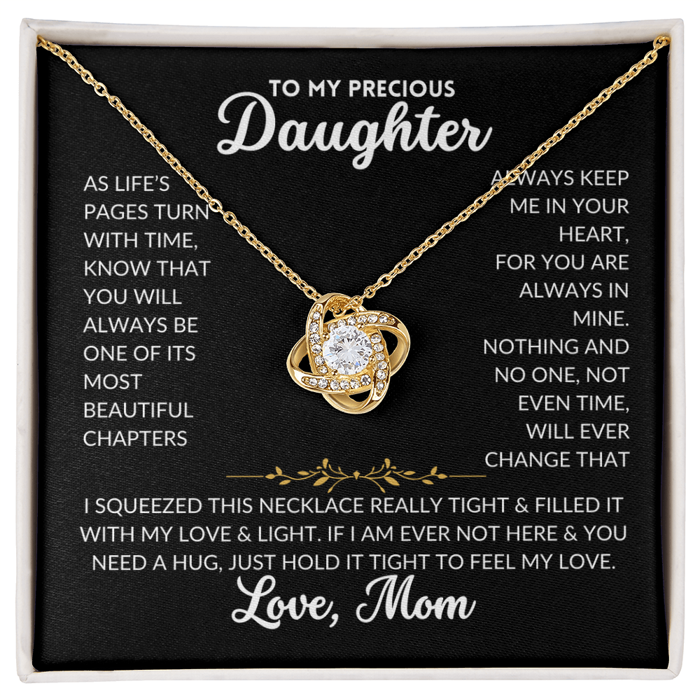 Love Knot Necklace - To My Daughter, from Mom (Black Background)