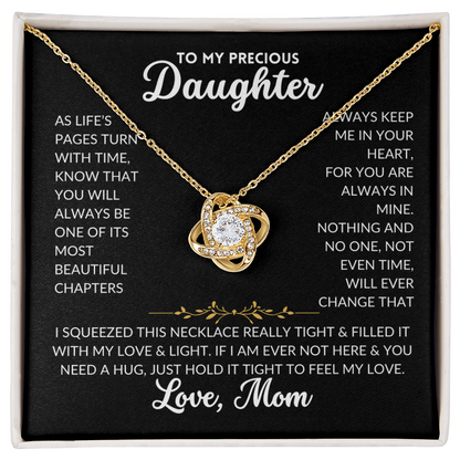 Love Knot Necklace - To My Daughter, from Mom (Black Background)
