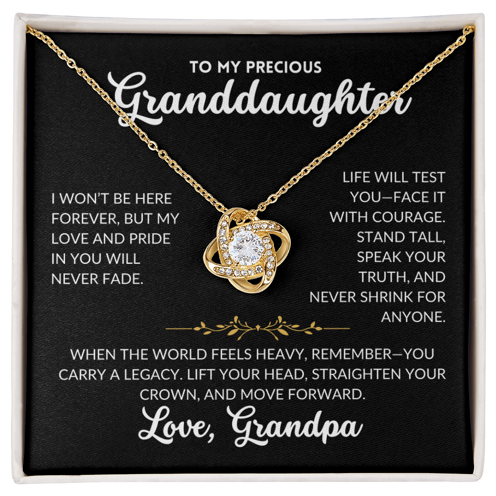 Love Knot Necklace - To My Granddaughter, From Grandpa (Black Background)