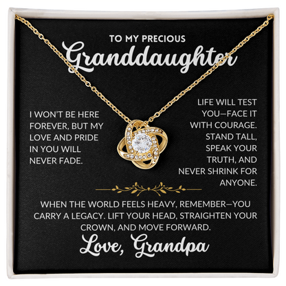 Love Knot Necklace - To My Granddaughter, From Grandpa (Black Background)