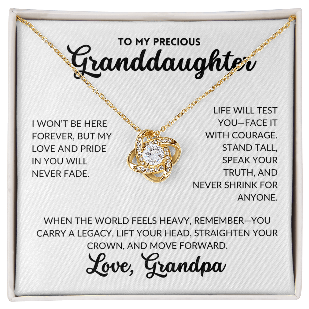 Love Knot Necklace - To My Granddaughter, From Grandpa (White Background)