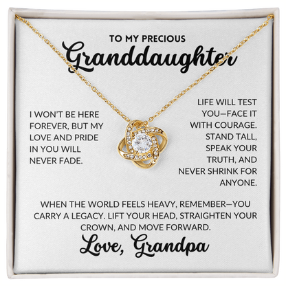 Love Knot Necklace - To My Granddaughter, From Grandpa (White Background)