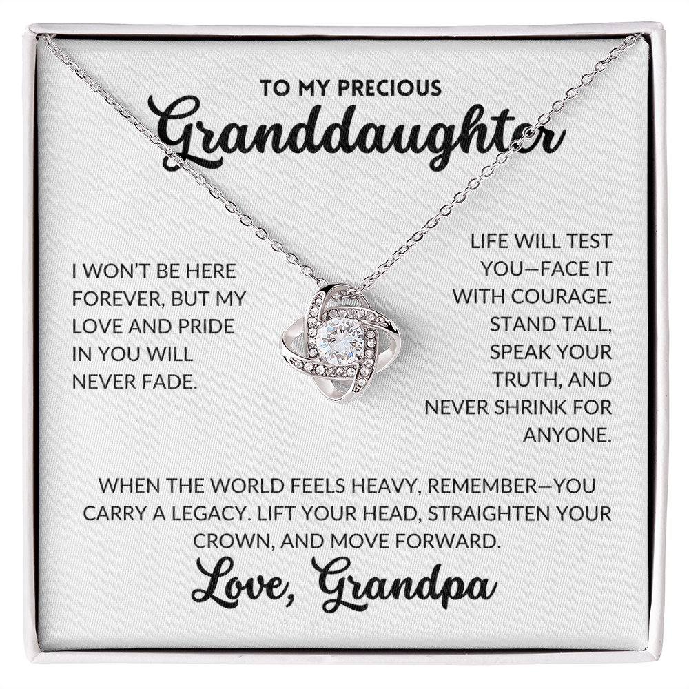Love Knot Necklace - To My Granddaughter, From Grandpa (White Background)