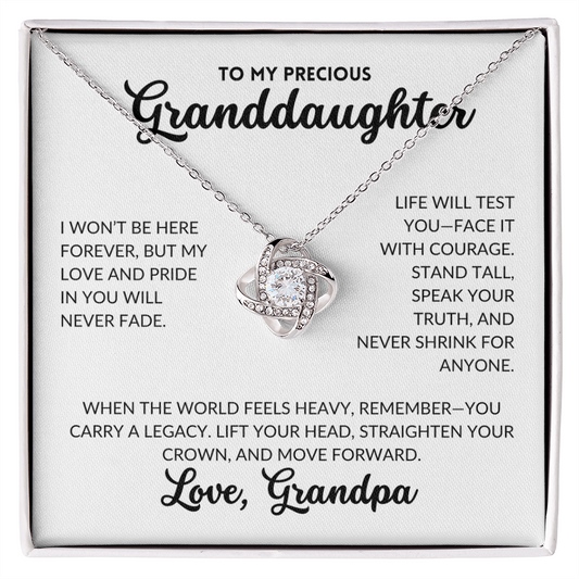 Love Knot Necklace - To My Granddaughter, From Grandpa (White Background)