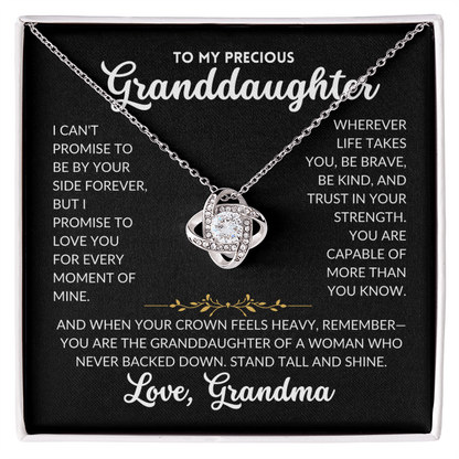 Love Knot Necklace - To My Granddaughter, From Grandma (Black Background)