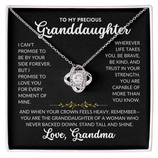 Love Knot Necklace - To My Granddaughter, From Grandma (Black Background)