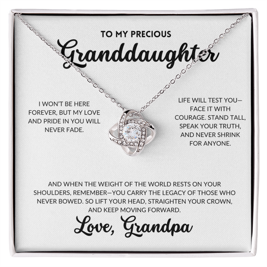 Love Knot Necklace - To My Granddaughter, From Grandpa (White Background)