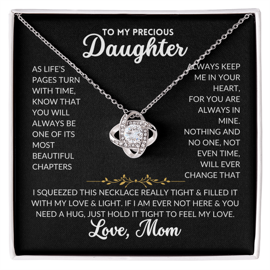 Love Knot Necklace - To My Daughter, from Mom (Black Background)