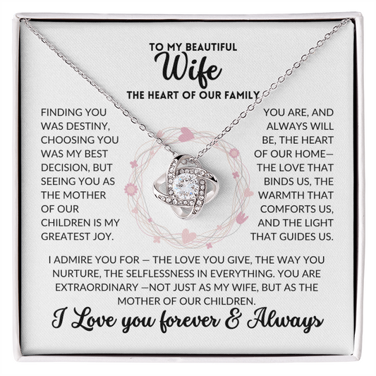 Love Knot Necklace - To My Wife, The Best Mom (White Background)