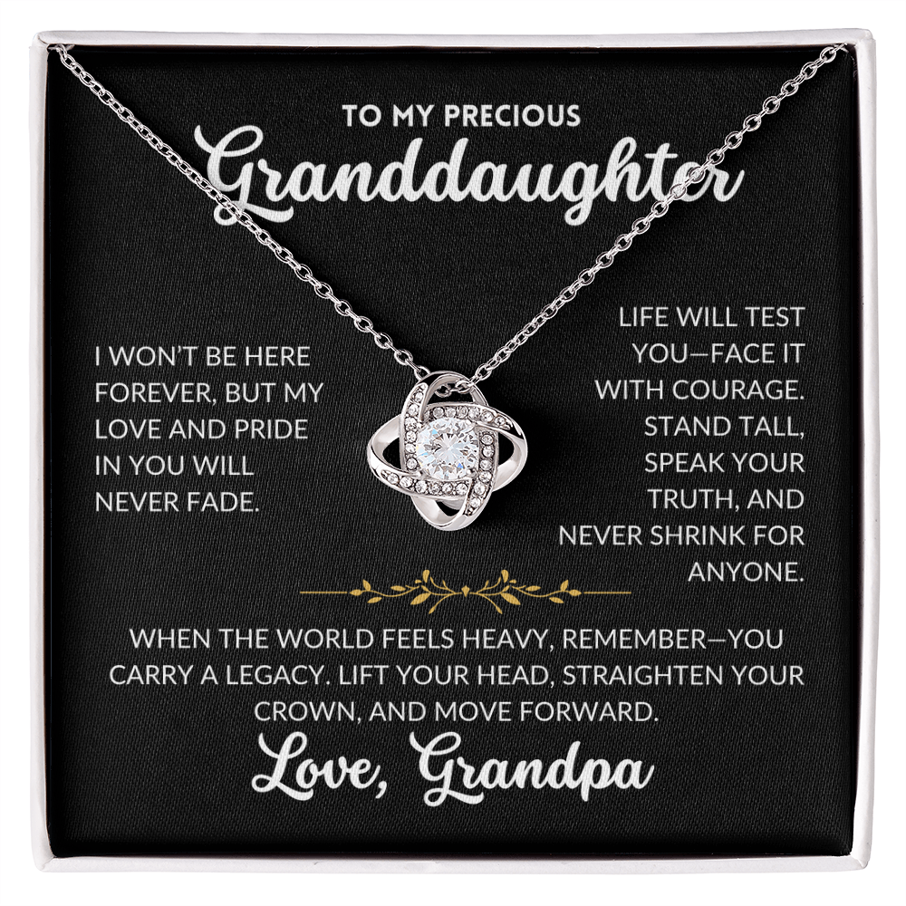 Love Knot Necklace - To My Granddaughter, From Grandpa (Black Background)