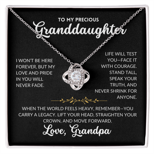 Love Knot Necklace - To My Granddaughter, From Grandpa (Black Background)