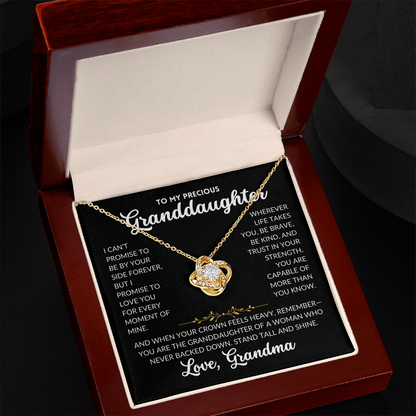 Love Knot Necklace - To My Granddaughter, From Grandma (Black Background)