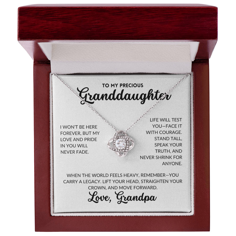 Love Knot Necklace - To My Granddaughter, From Grandpa (White Background)