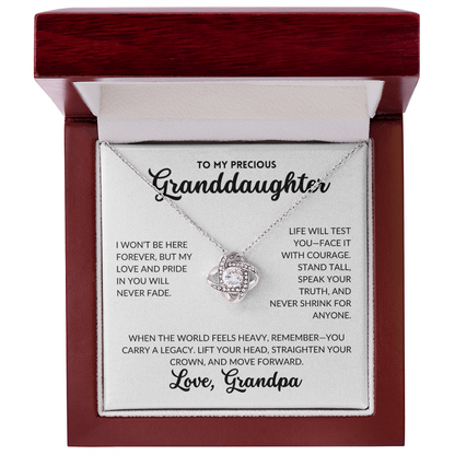 Love Knot Necklace - To My Granddaughter, From Grandpa (White Background)