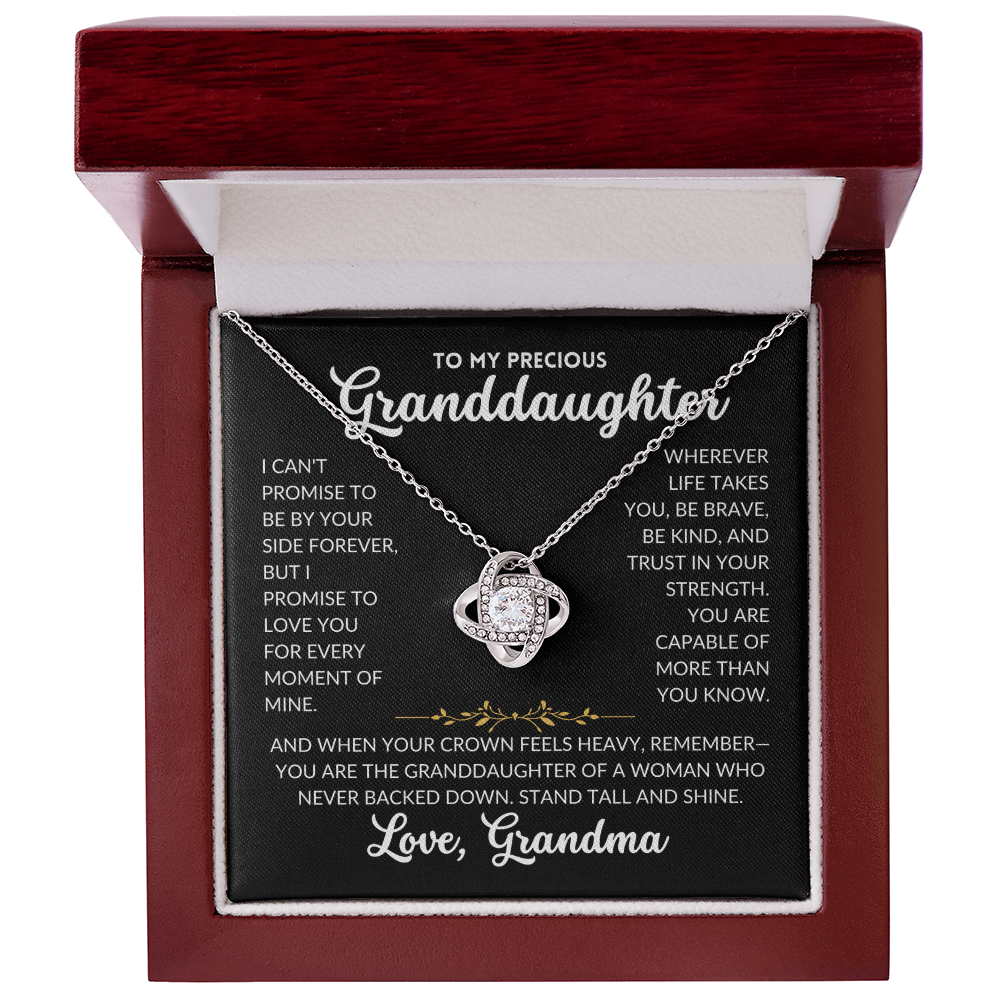 Love Knot Necklace - To My Granddaughter, From Grandma (Black Background)
