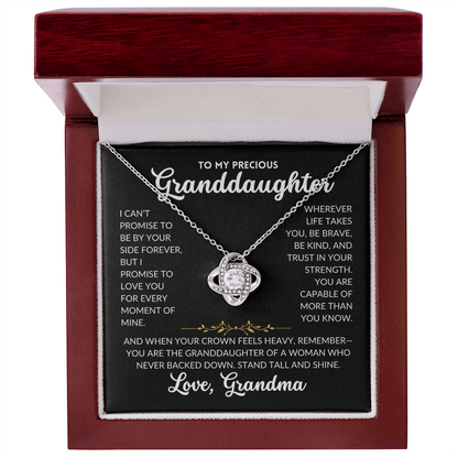 Love Knot Necklace - To My Granddaughter, From Grandma (Black Background)