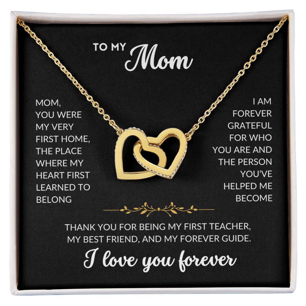 Interlocked Hearts Necklace - To My Mom (Black Background)