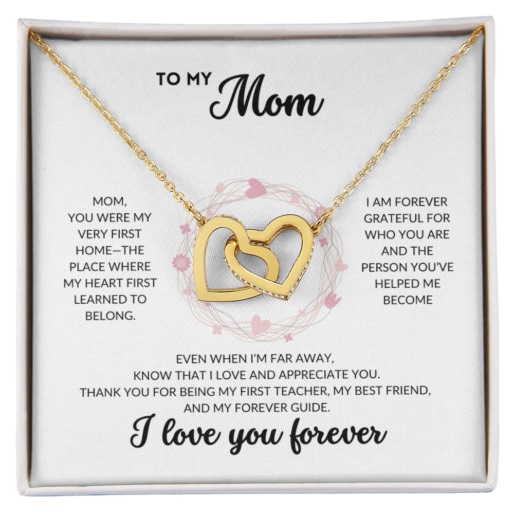 Interlocked Hearts Necklace - To My Mom (White Background)