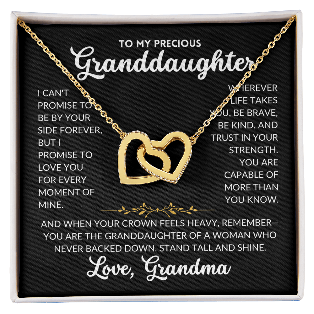 Interlocked Hearts Necklace - For Granddaughter, From Grandma (Black Background)