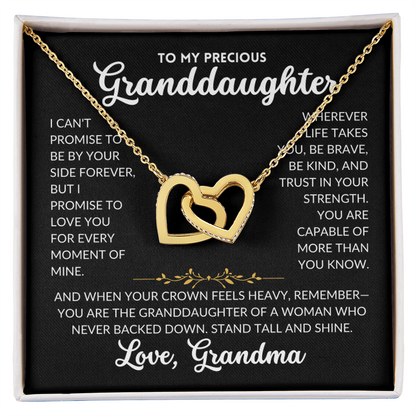 Interlocked Hearts Necklace - For Granddaughter, From Grandma (Black Background)