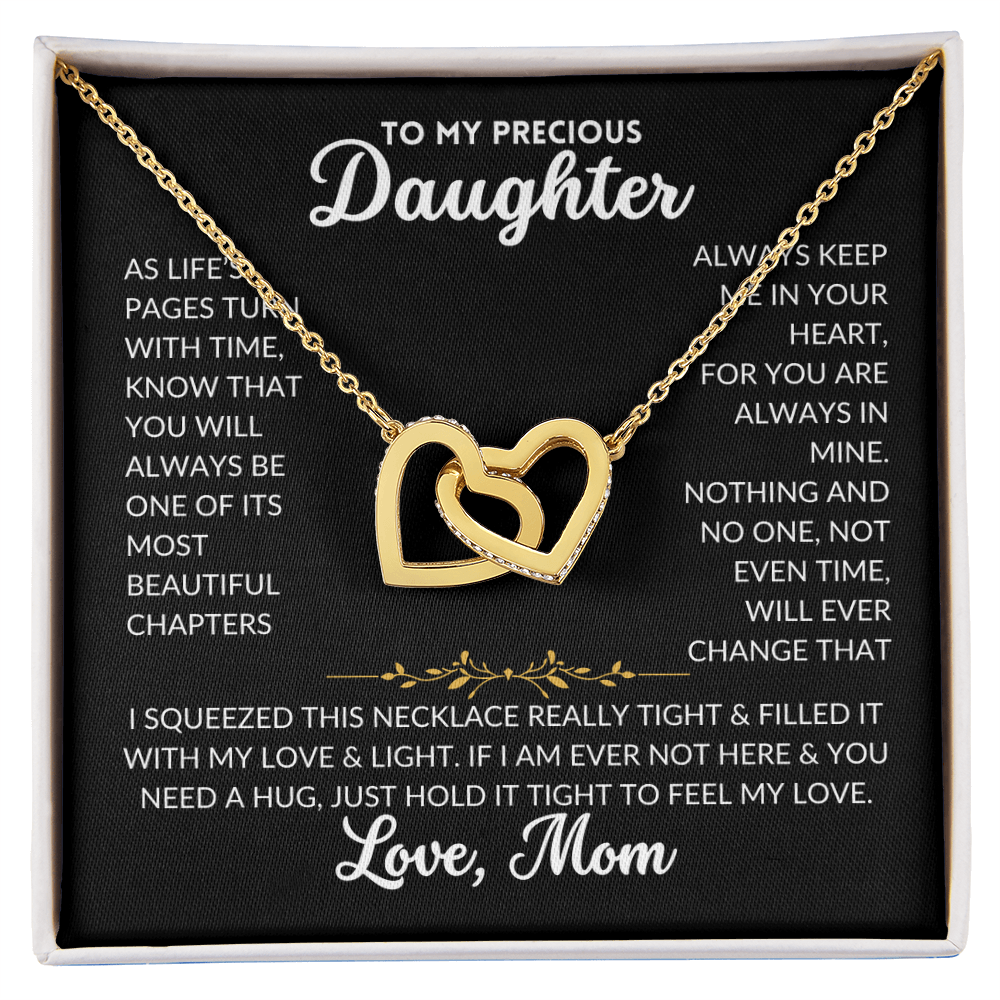 Interlocked Hearts Necklace - To My Daughter, From Mom (Black Background)