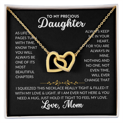 Interlocked Hearts Necklace - To My Daughter, From Mom (Black Background)