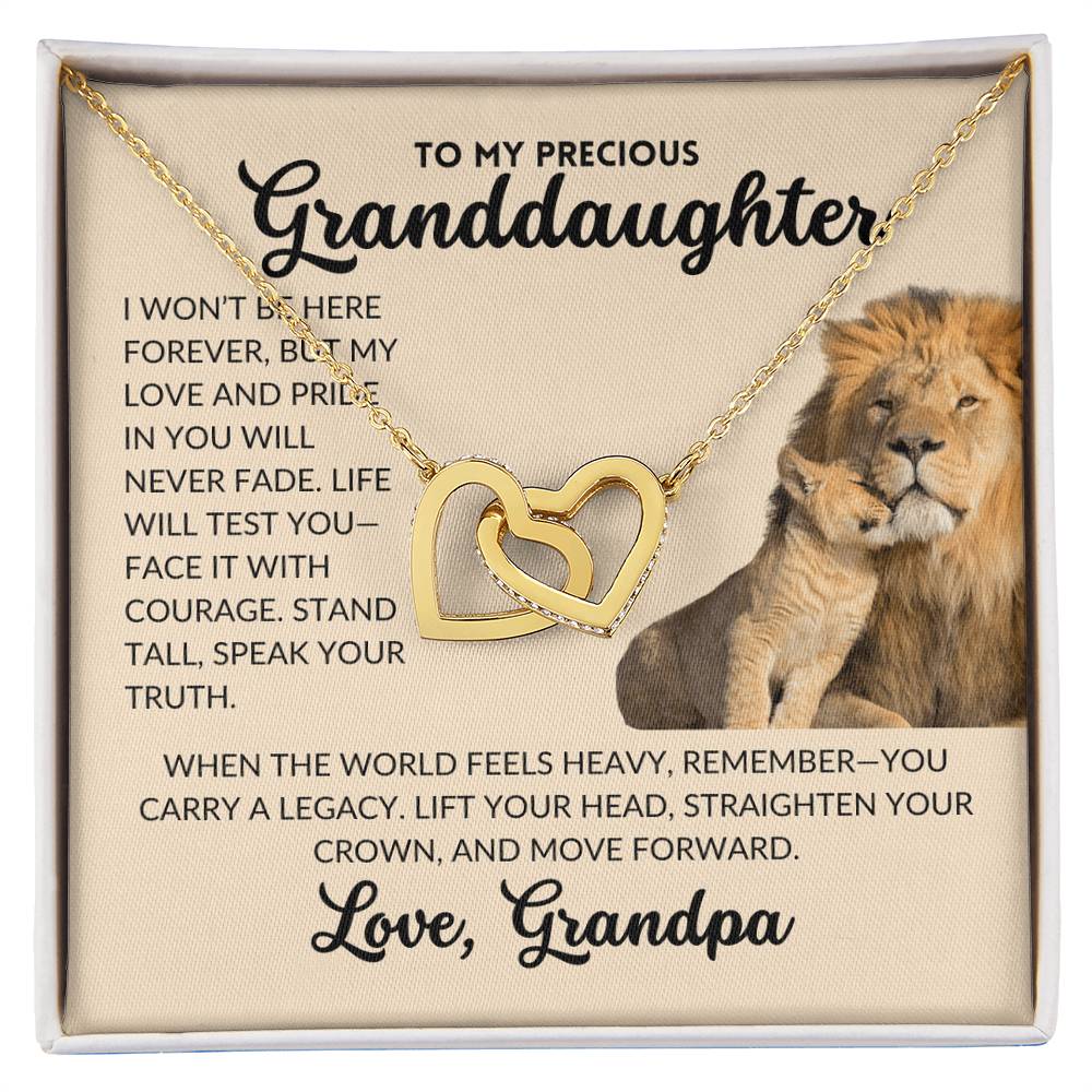 Interlocked Hearts Necklace - To My Granddaughter, From Grandpa